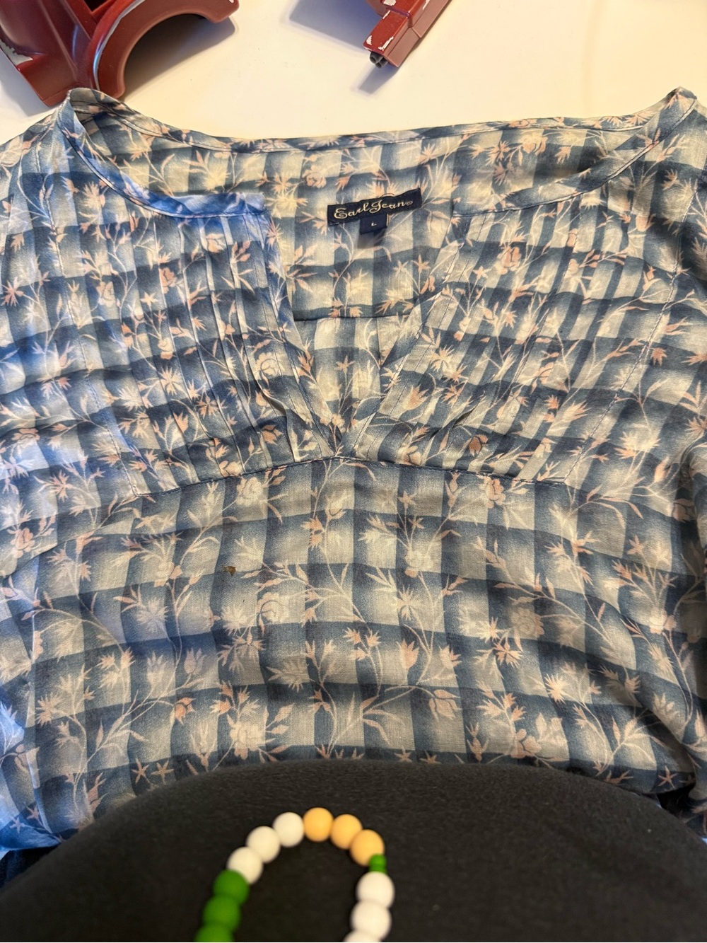 Earls jeans vintage Earthbound Blue Floral Plaid Women's Blouse